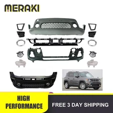 For 19-23 Jeep Renegade Complete Front Bumper Cover Kit W/Grill Fog Lights