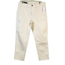 Gap Pants Women's 6 High Rise Straight Khaki Cream Raw Hem Coastal Casual NEW