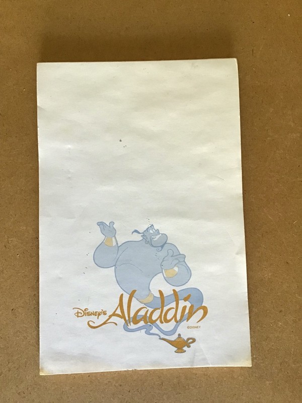 Rare Original 1992 Walt Disney World Media Event Aladdin Branded Notepad!