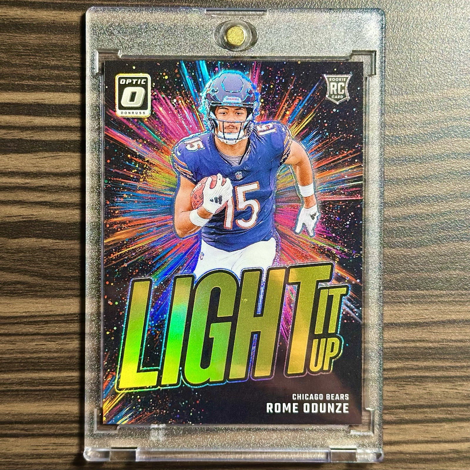 Rome Odunze 2024 Panini Donruss Optic Light It Up #10 Gold Prizm Rookie /10 (RC)