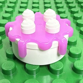 Lego Duplo White Cake W/ Pink Strawberry Frosting Icing Birthday Celebration