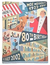 Rare Moe Moskowitz 80th Birthday Poster Moe's Books Berkeley Collectible 18 X 24