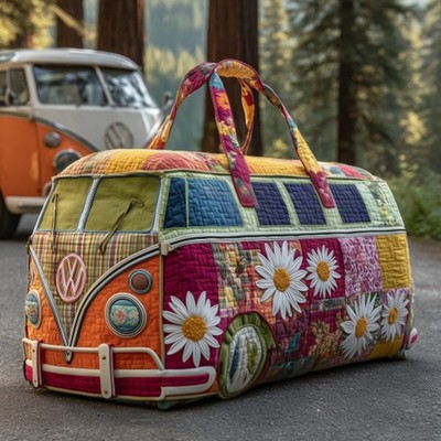Hippie Van Quilted Duffle Tasche Hippie Duffle Tasche Wochenende Reisetasche