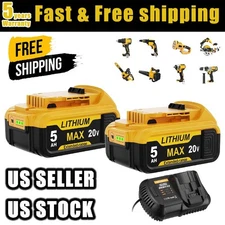 1/2PACK For DeWalt 20V 20 Volt Max 5.0AH Li-Ion Battery DCB206-2 DCB205-2 DCB200