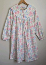 Lanz Of Salzburg Rose Floral Nightgown 100 Cotton Flannel Lace Trim Size M