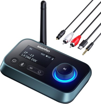 3-in-1 Bluetooth 5.0 Transmitter Receiver for 2 Headphones, SOOMFON Bluetooth...