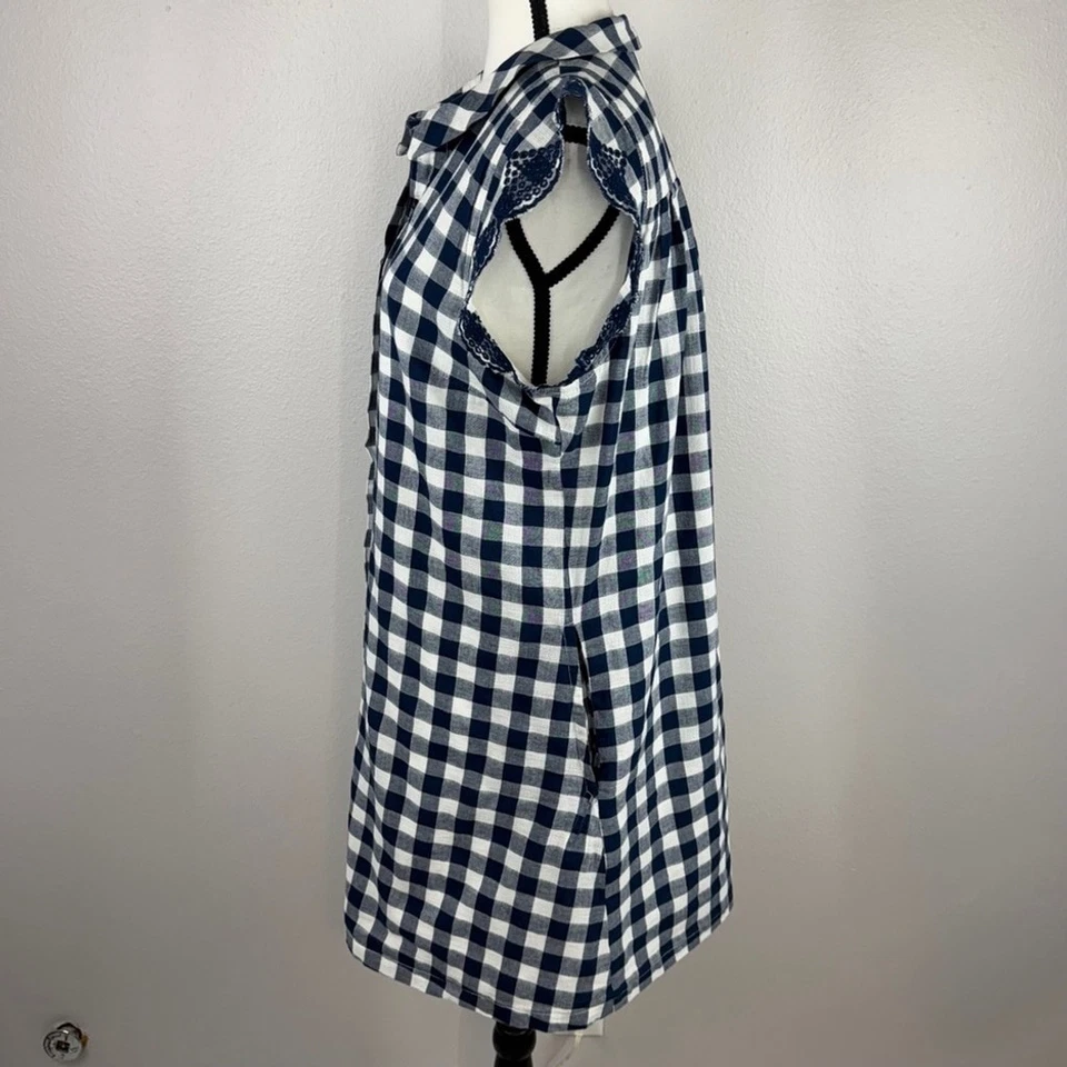 Mini Vestido Anthropologie Dear Creatures Trinette L Azul Marino Guinga Preppy Suave Elegante Foto 4 de 4