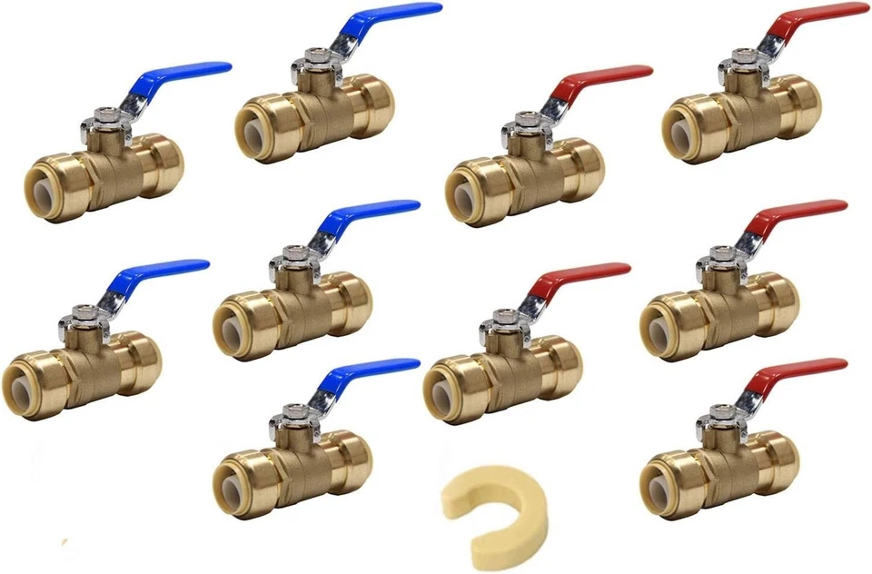 Push-Fit Ball Valves Combo - 10 Pcs, Hot Cold Water - Image 3 of 4