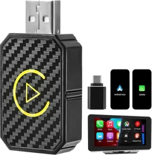 2-in-1 Wireless CarPlay Adapter Android Auto USB Plug and Play Bluetooth 5.0