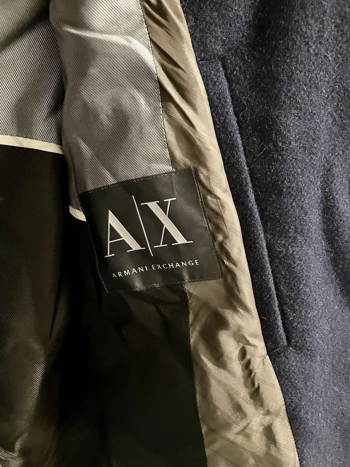 Armani Exchange Blue MEN’s Wool Jacket- US SIZE Medium- Preowned - Image 3 of 4