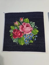 Completed Finished Cross Stitch Handmade Gift Unframed Flowers Floral Rose NICE