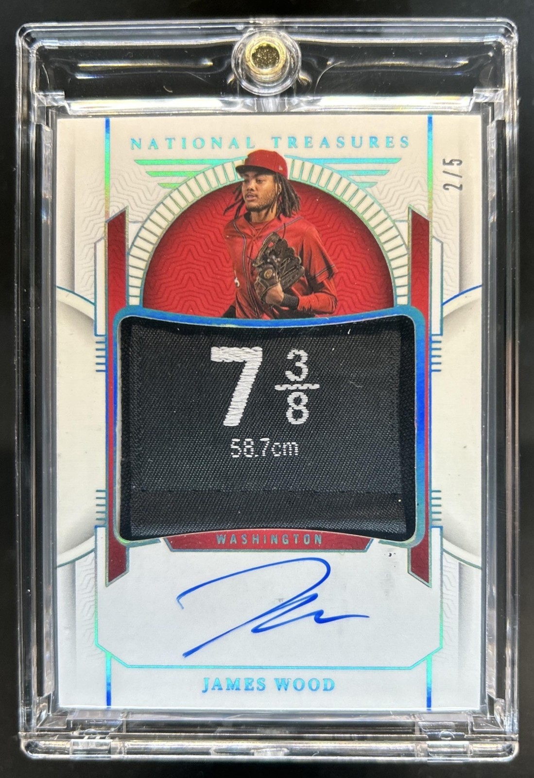 2024 Panini National Treasures James Wood Prospect Material Tags Auto #/5