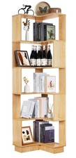 5 Tiers Book Shelf Corner Bookcase Unit Freestanding Book Organizer Stand Book