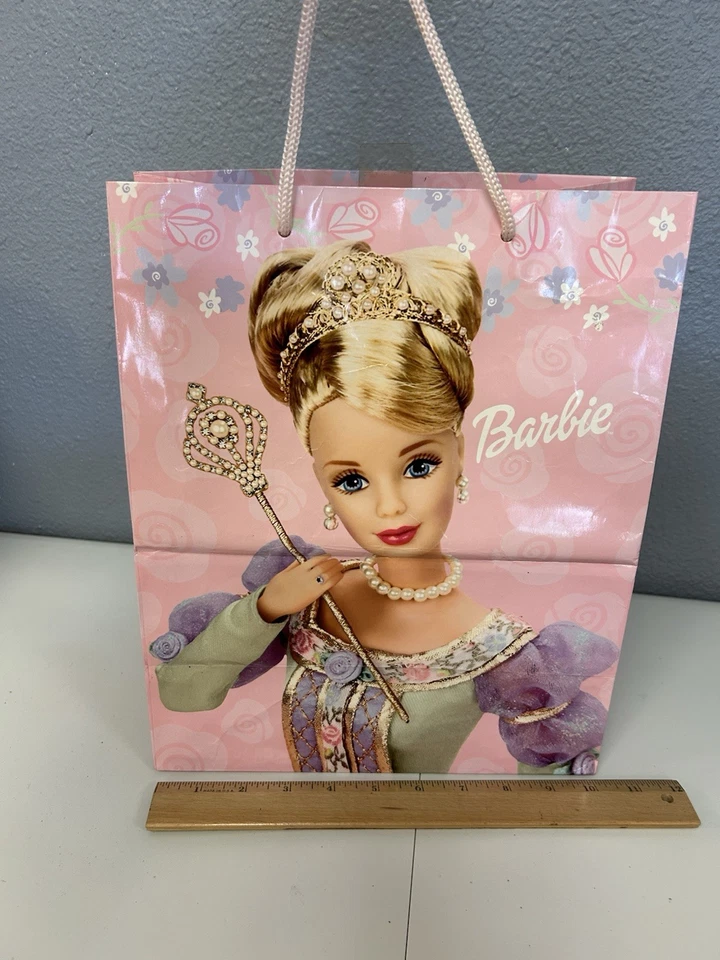Barbie Princesa Vintage 1999 Rosa Regalo Regalo Bolsa Rosa Púrpura Flores Cumpleaños Foto 2 de 4