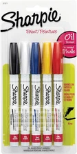 Sharpie Oil-Based Paint Markers, Fine Point, Assorted Colors, 5 Count - Great fo