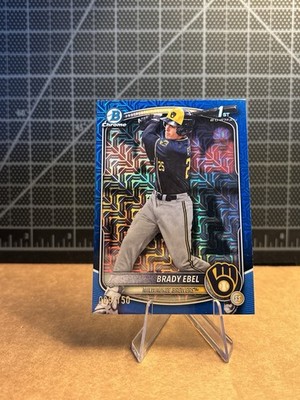 2025 Bowman Brady Ebel 1st Milwaukee Brewers Blue Geometric /150 Color Match