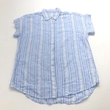 Rails Jamie XS Linen Button Short Sleeve Striped Boxy Shirt Blue MINT HRJ