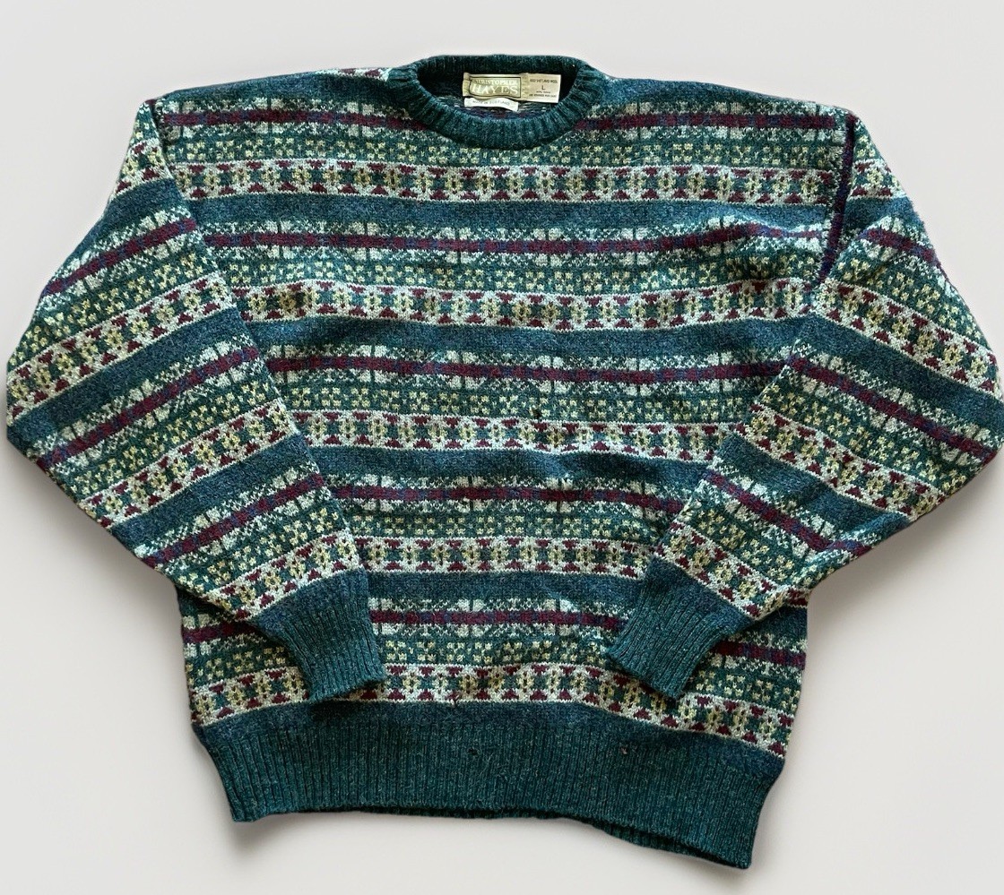 VTG Christopher Hayes 100% Shetland Wool Green Sweater Made In