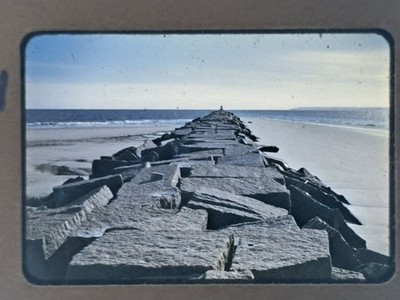 Breezy Point Jetty Kodachrome Slide 1953 Rockaway (?) RI Coastal Landscape