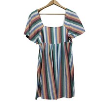 Madewell Square-Neck Mini Dress in Festival Stripe Women's M Preppy