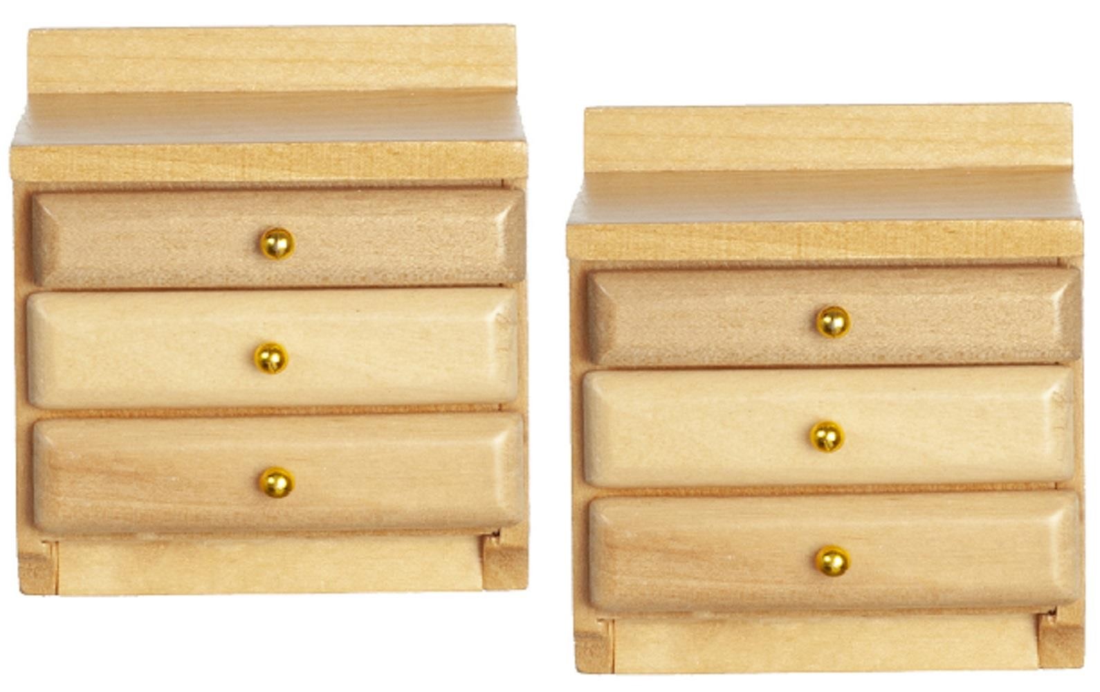 Dolls House Bedside Chest Nightstand Oak Miniature Bedroom Furniture 1:12 Scale