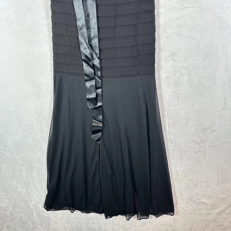 Vestido de noche Betsy & Adam para mujer 14 negro de encaje con hombros descubiertos sirena Y2K Foto 4 de 4