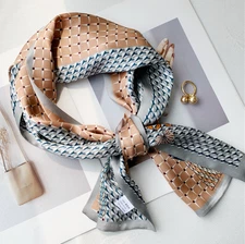 100% Silk Mulberry 150X16cm Scarf Women Neckerchief Wrap Blue flower vase Print