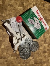 Schnitzel Mouli Moulinex Design - Vintage mit 5 Scheiben Zubehör weiß,OVP