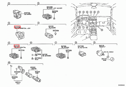 Genuine Toyota LandCruiser HDJ80 HDJ79 HDJ78 GRJ79 Front Rear Diff Lock Switch - Picture 5 of 20