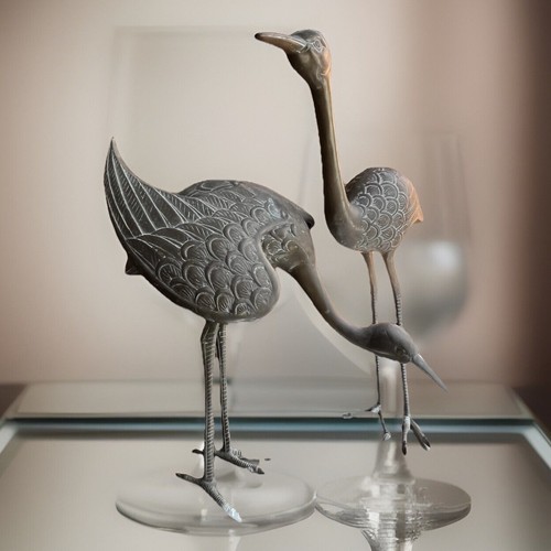 Brass Pair Of Crains 24” Tall - Picture 3 of 15