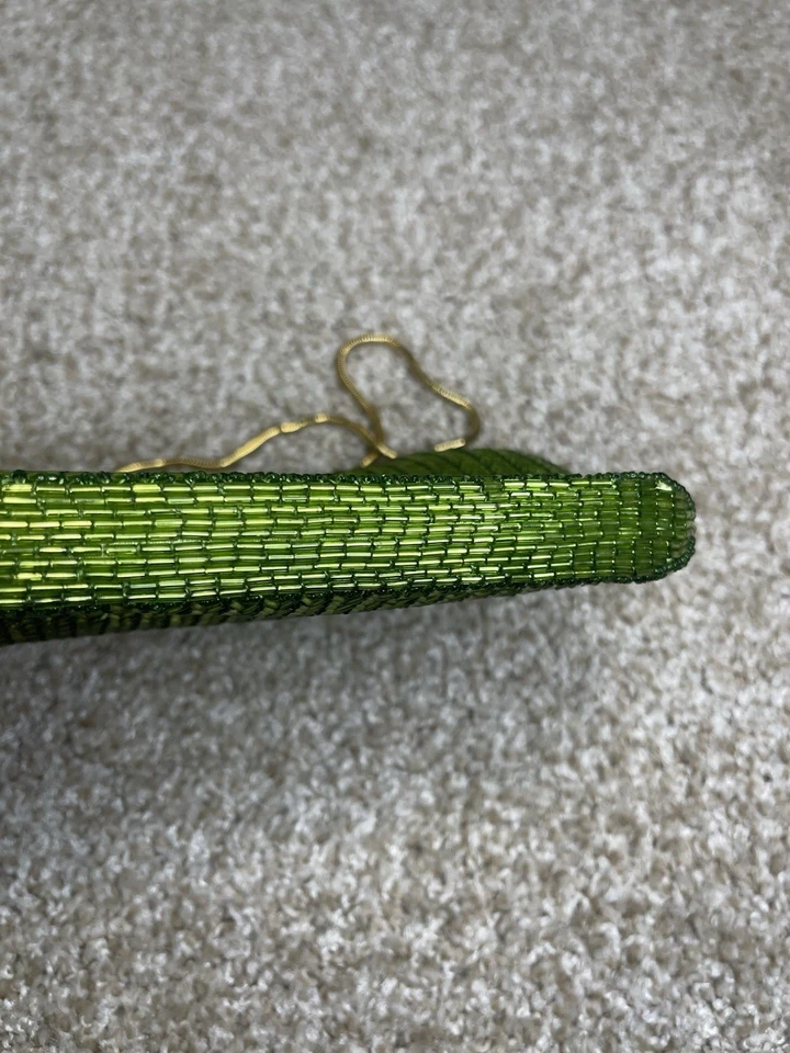 VINTAGE BEAD BAG PURSE JULIUS GARFINCKEL & Co Green - Image 3 of 4