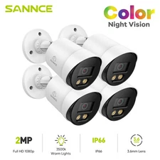 SANNCE HD 1080P Full Color Night Vision CCTV 2MP Security Camera System Outdoor