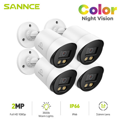 SANNCE HD 1080P Full Color Night Vision CCTV 2MP Security Camera System Outdoor