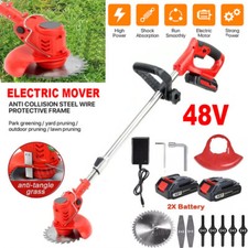 48V Electric Cordless Grass Trimmer Strimmer Garden Edger Cutter with 2 Battery