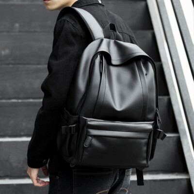 Waterproof Leather Travel laptop Unisex outdoor Men Teenage Backpack SchoolBag