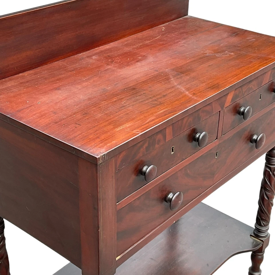 古董桃花心木服务器边桌联邦古典acanthus雕刻干净 — 第 4/4 张图片