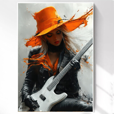Leinwand Bild Musik Gitarre Gitarrist Wanddeko Gemälde Wandbilder XXL 7189A