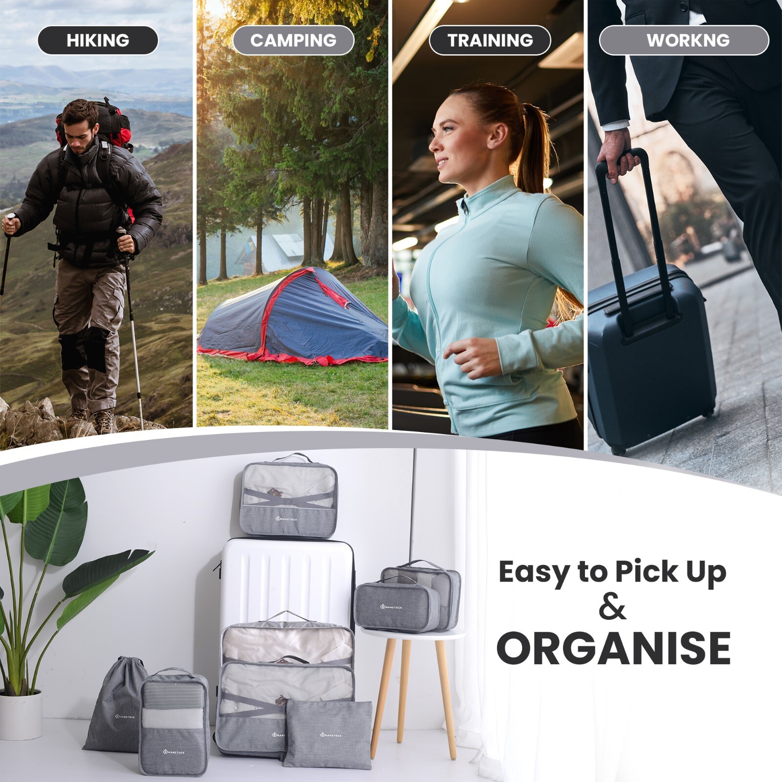 Hanstock Packing cubes, 8 Pcs Multifunction Water Resistant Suitcase