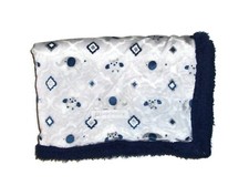 Petite l  amour Owl Elephant Baby Blanket Gray Navy Blue Sherpa Security Lovey