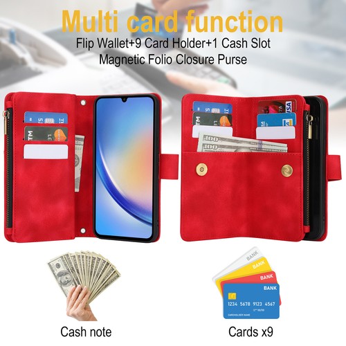 For Samsung A56 A55 A35 A16 Flip Crossbody Wallet Magnetic Case+Wrist Strap - Picture 38 of 47