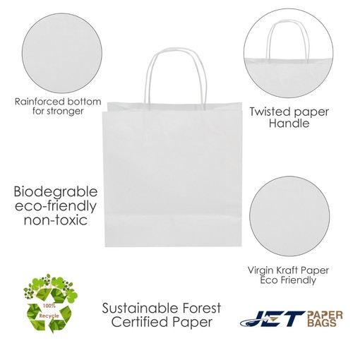 White Kraft Shopping Bag 8x4x9H - Twisted Handles - Eco-Friendly Design - Picture 3 of 16