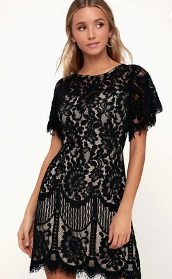 endless rose women's plunging neck lace trim dress Endless Rose main image 0