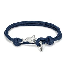 Dolphin Design Nylon Rope Double Row Wrap Bracelet 14 Inches Adjustable