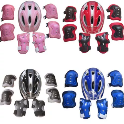 7PC Kids Helmet Elbow Knee Wrist Pads Sports Protective Gear Outfit Safety Set