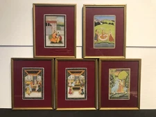 MUGHAL MINIATURE Painting on Marble SET of 5