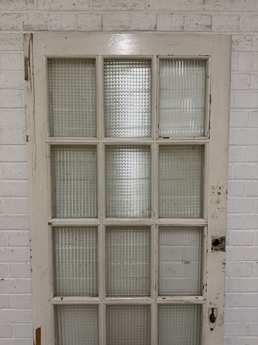 Reclaimed Georgian Cross Reeded Glass Wooden Panel Door 1973 Or 1963 x 835mm - Picture 16 of 24