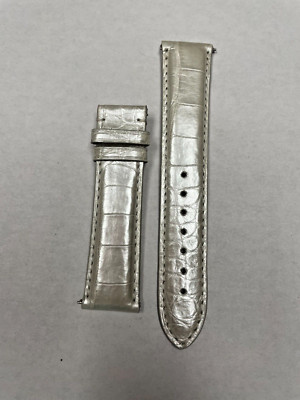 20mm White Pearl Genuine Louisiana Alligator Leather Watch Band - MADE IN USA