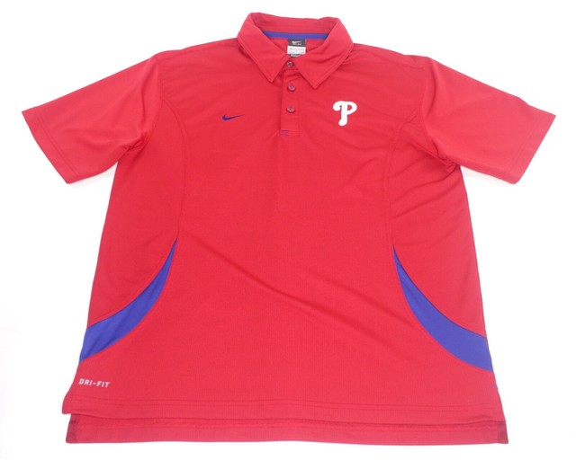 Philadelphia Phillies Nike Dri Fit Red Blue Embroidered Polo Shirt Mens Medium | eBay