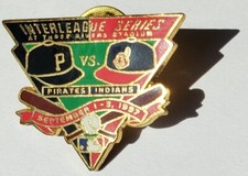 Vintage 1997 MLB Interleague Play Lapel Pin Cleveland Indians Pittsburgh Pirates