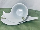Pair Verdici Design Espresso Demitasse Cups & Saucers (2) Abstract Ceramic Shape — photo 4